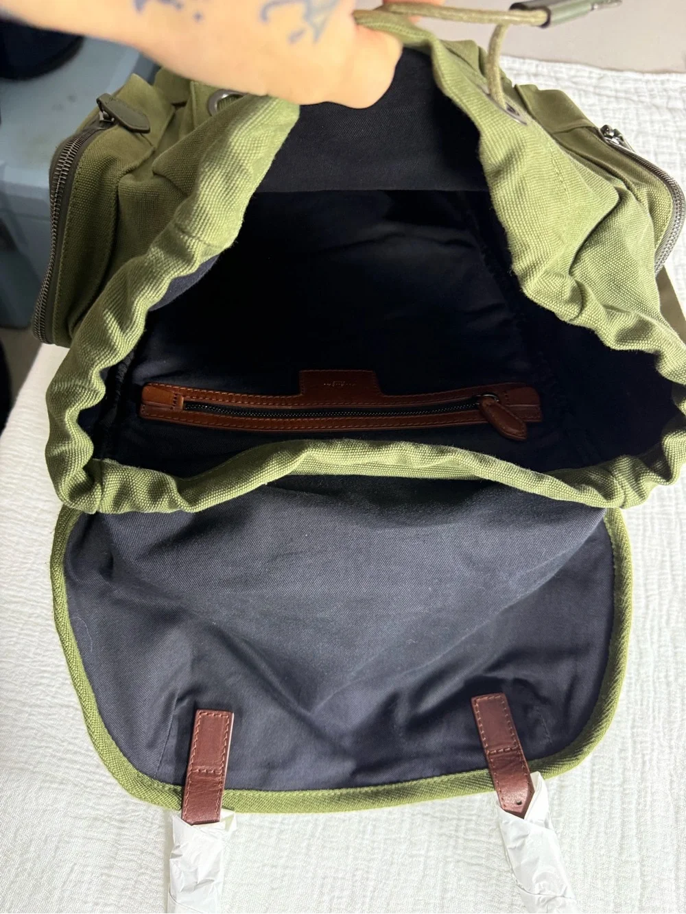 Givenchy Rider Army Green Canvas Leather Military Rucksack Backpack